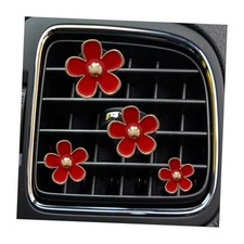 8PCS Car Daisy Flower Air Vent Clip, Cute Auto Outlet Air Conditioning Red