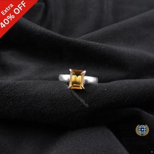 Valentines Deal Natural Citrine Handmade Boho Band Ring Jewelry Sterling Silver