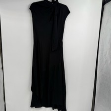 Ulla Johnson Leena Dress Womens 6 Black  Tiered Wrap Neckline  Midi