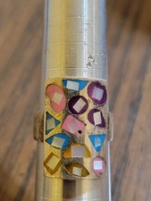 vintage mosaic mother-of-pearl sterling silver statement ring. size 8.5