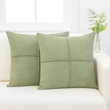 16 x 16 Throw Pillow Covers Set of 2 Faux 16" x 16" Pack of 2 Sage Green