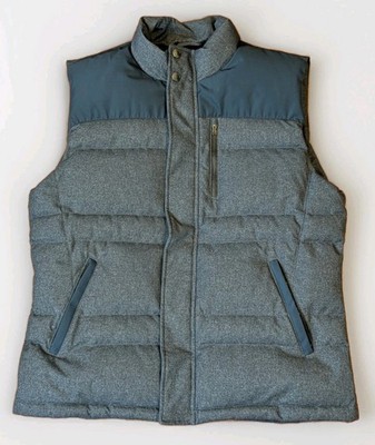 Brooks Brothers Men's XL Down Puffer Vest Gray Quilted Duck Down Jacket