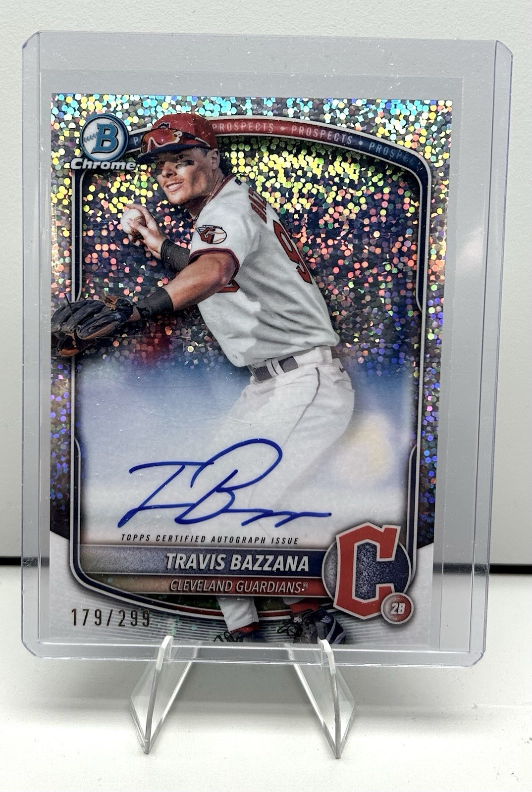 2025 Bowman Travis Bazzana #CPA-TB Chrome Prospect Auto Speckle Refractor /299