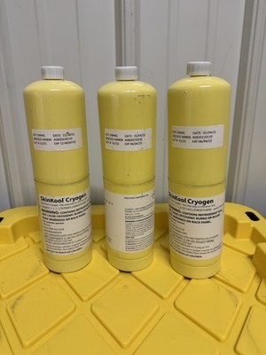 (3) New SkinKool Cryomist Cryogen 1000g 35.25 Oz. Cylinder  Canister Exp 2023