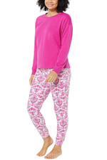 Hanes Legacy French Terry Rib Knit Topper Jogger Set Lacy Damask