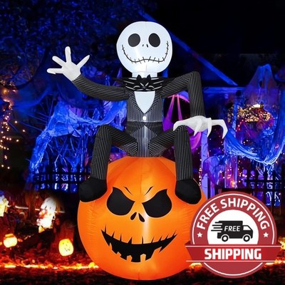 Inflable de Halloween 1.8 m con Luces LED, Calabaza para Jardín Exterior