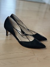 Vintage 90s J. Renee Midnight Shimmer Kitten Heels Black Size 6 Classy Old Money