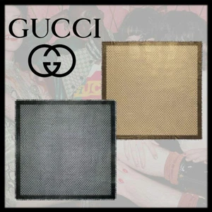 Châle jacquard laine GUCCI GG unisexe marron 130 cm x 130 cm neuf avec boite