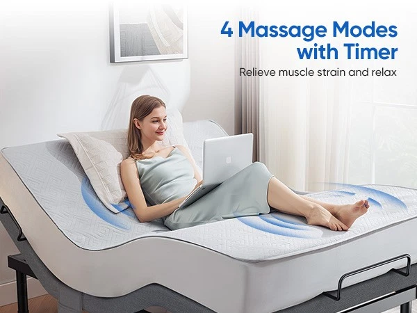 Base de marco de cama ajustable eléctrica mejorada con control remoto retroiluminado de masaje 1000 lb Foto 4 de 4