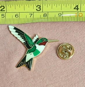 Vintage Ruby Throated Hummingbird Bird Jacket Lapel Pin