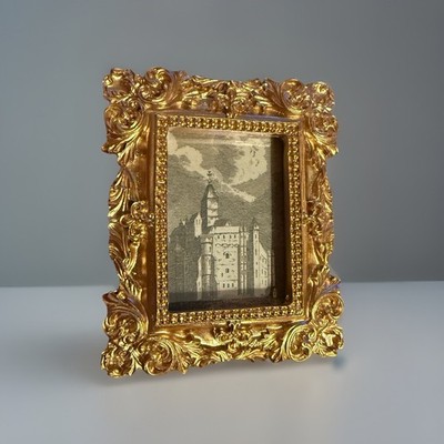 OOAK Dollhouse Miniature Framed Engraving/Art, Castle at St Michael s Mount 1779