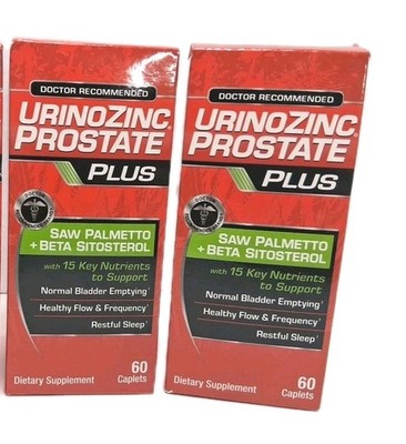 Urinozinc Prostate Plus Health Formula + Beta-Sitosterol, 60 Caplets Lot Of 2 