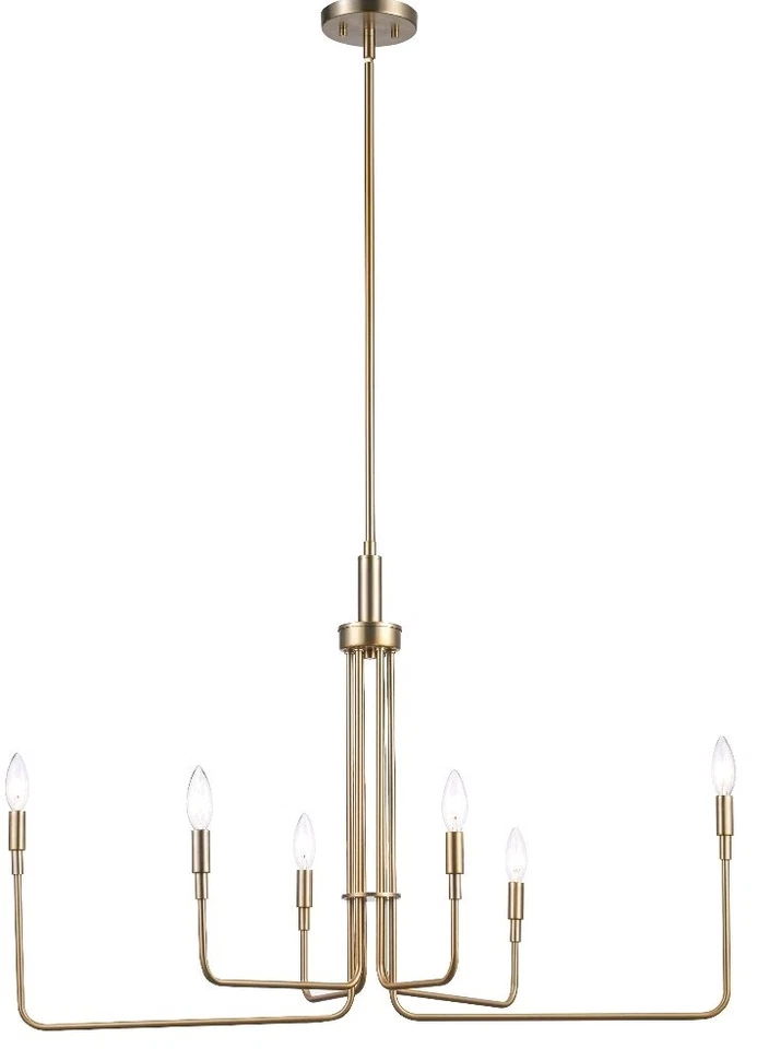 Lámpara de araña moderna Charlotte Collection 6 bombillas oro antiguo 11316AG PRECIO DE VENTA SUGERIDO POR EL FABRICANTE 246 $ NUEVA EN CAJA Foto 2 de 4