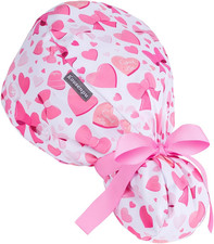 Satin Lined Scrub Cap Women with Ponytail Hole  Buttons,Adjustable Surgical Nur