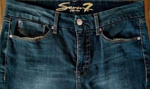 Pantalones de mezclilla para mujer talla 12 azul sin barriga tiro alto ajustados SEVEN7 EE. UU. NUEVOS - Imagen 3 de 10