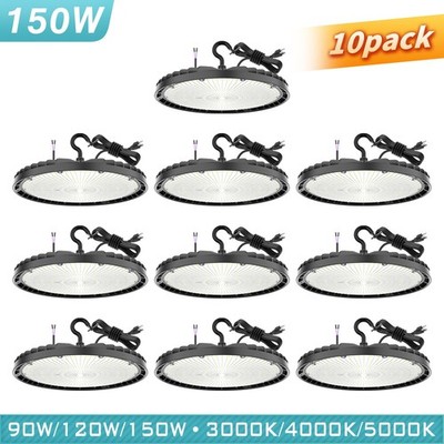 150W UFO LED High Bay Light 4500K~5700K Dimmable Industrial Garage Lamp -10 PACK