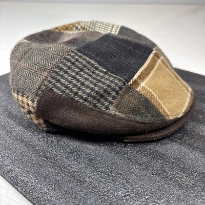 Cavanagh Vintage Mens Wool Blend Flat Cap Sz 7 3/8 L Tweed Hat Italian Brown