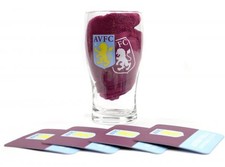 Aston Villa Wordmark Mini Bar Set Official Licensed Beer Glass Gift Set Pint Gla