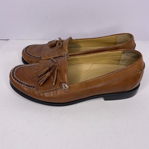 Chaps Mens Light BrowLeather Slip On Tasseled Casual Loafer Size 10.5 M - Picture 2 of 8