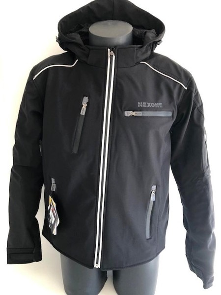 Motorradjacke FüR Die StraßE Nexone Soft Shell GrößE Xxl Schwarz RüCkenprotektor-image