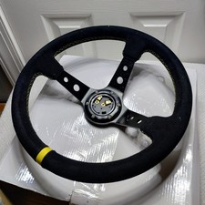 14 Inch 350mm Car Steering Wheel Suede Leather Drift Racing Game Steering Wheel