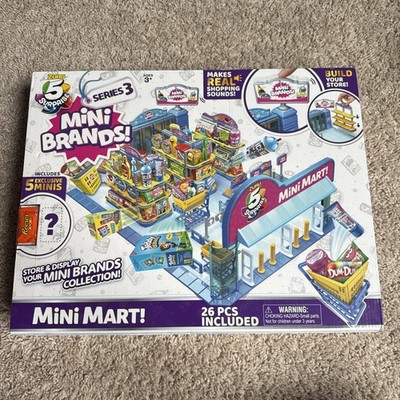 Mini Brands Series 3 Mini Mart Playset:  Unbox 5 Exclusive Minis! Zuru Brand New