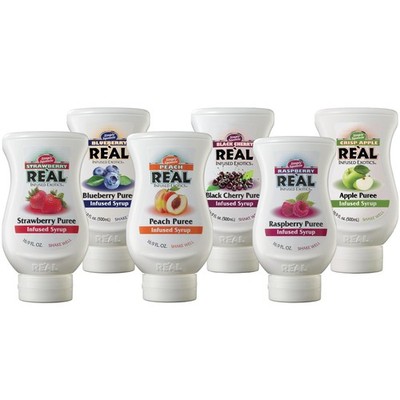 Reàl Fruit Infused Flavoring Syrup Variety - Strawberry, Raspberry, Peach, Bl...