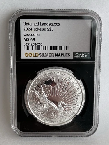 2024 Tokelau Untamed Landscapes Crocodile 1 oz Silver Coin NGC MS 69