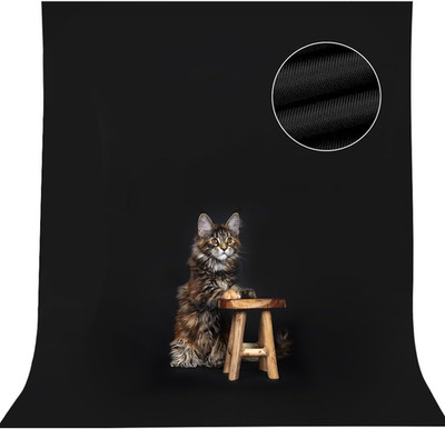 5X7Ft Black Backdrop Background for Photography, High Density Polyester Fabric B