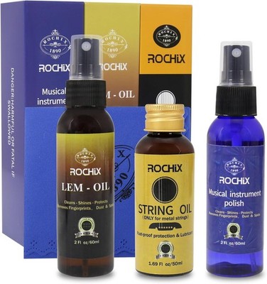Rochix Premium Gitarren-Reinigungspflegeset 3-teiliges Set Ölpolitur Lem-Oil