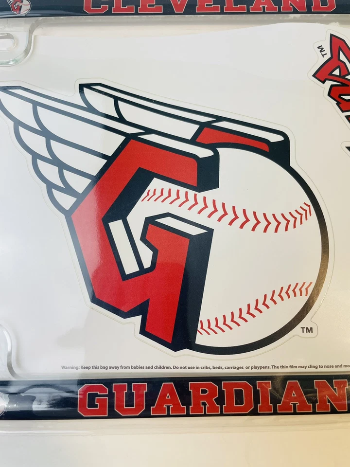 CLEVELAND GUARDIANS ACRYLIC CAR LICENSE PLATE MLB LICENSED WINCRAFT W/DECALS - Image 3 of 4