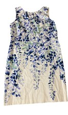 RSVP by Talbots Sheath Dress  Sz 16P White Blue Sleeveless Floral Easter ￼