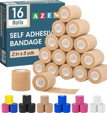 16 Pack Self Adhesive Bandage Wrap, 2" X 5 Yards Elastic Cohesive Bandage Wrap