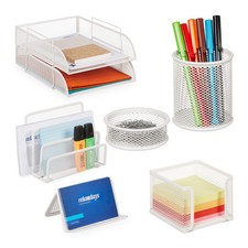 Schreibtisch Organizer Set Metall, Schreibtisch-Set 7-tlg., Bürobedarf, Büro-Set