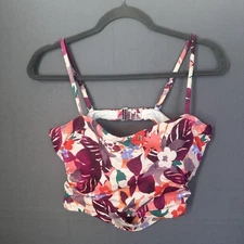 Athleta Tankini Swim Top 38D DD Swim Shorts XL Tropical Floral Womens Set