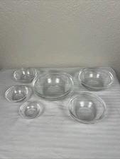 Duralex Vintage Nesting Mixing Serving Bowls Clear France Set of 6