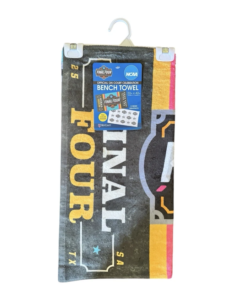 Nueva toalla de banco NCAA 2025 Final Four doble cara oficial en la cancha celebración Foto 2 de 3