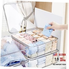 2pcs Sock Underwear Organizer, Sunoyar 16 Compartment Adjustable Clear 2pc