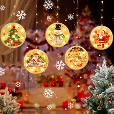 5.5" Christmas LED Windows Lamp Santa Lighted Ornament Suction Cup Lamp Decor US