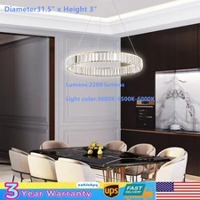 Round K9 Crystal Chandelier Pendant LED Lamp Ceiling Lighting Light Fixture