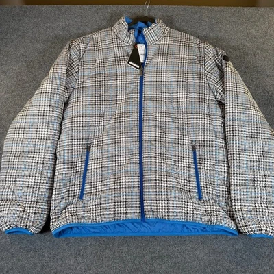 Brooks Brothers Puffer Jacket Mens XXL Houndstooth Blue Thermore Red Fleece NEW - Image 1 of 4