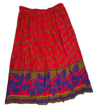 VTG Pleated Bold Paisley Midi Skirt Maximalist 14 Janet Maffei Lightweight