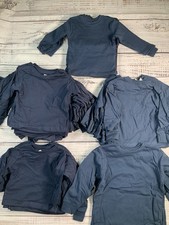 41 Bulk Wholesale Kids Unisex Navy solid T-Shirts Long Sleeve 100 Cotton