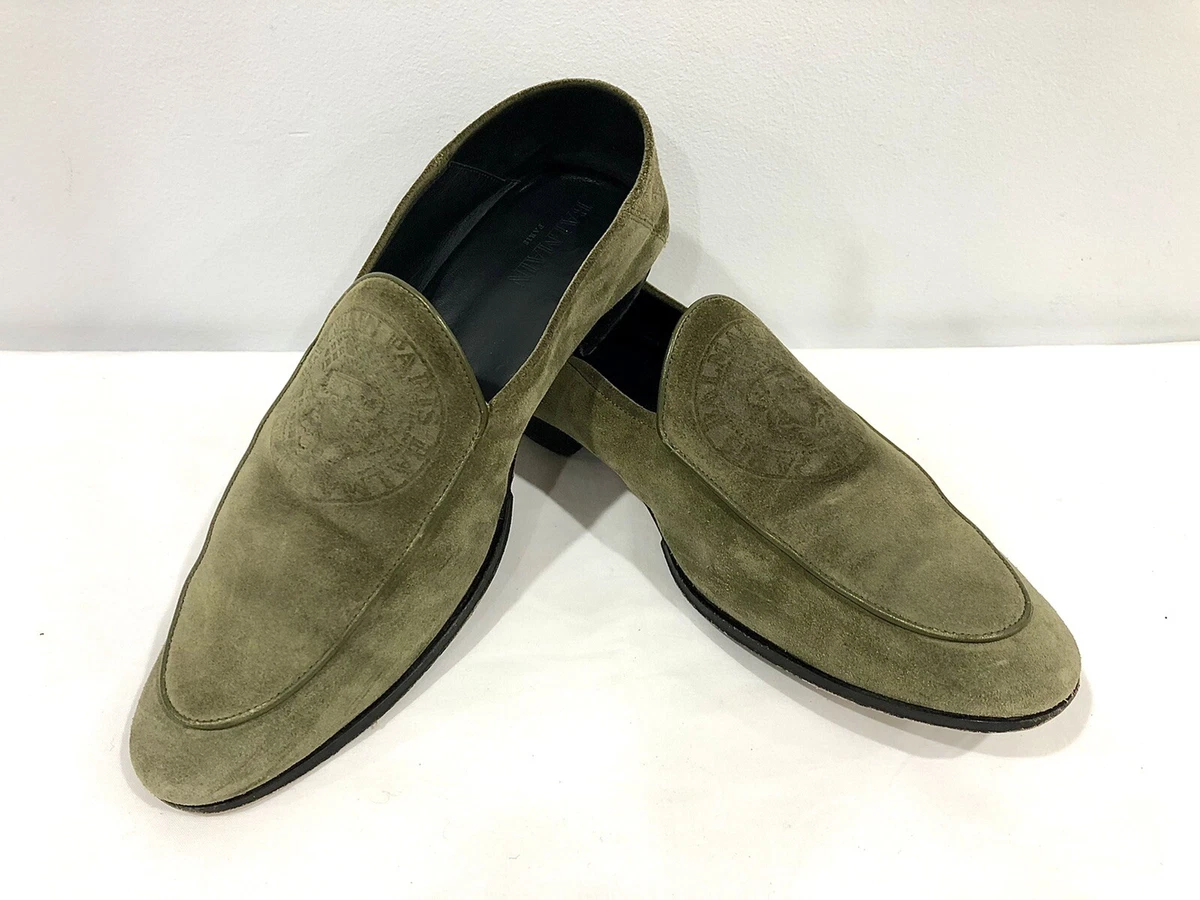 tale læber Brandmand BALMAIN Men's US9 Khaki Suede Blazon-Embossed Loafers Super-Soft *RARE  FIND!!* | eBay