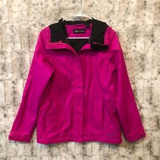 Marmot Womens Full Zip Hooded Windbreaker Rain Jacket Fuchsia Pink Small