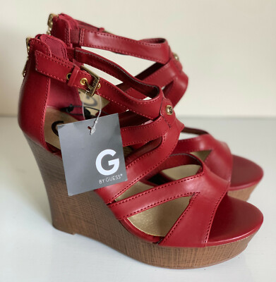 red platform wedges