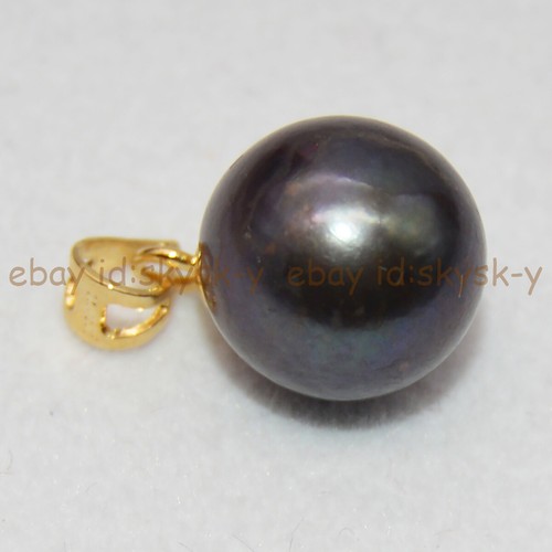 AAA Precioso Colgante Perla Redonda Negra Natural Genuina de Tahití Oro 14K - Imagen 20 de 42