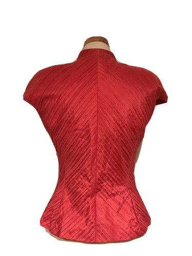 LUCA LUCA by LUCA ORLANDI PINKISH CORAL CUP SLEEVE 100% SILK JACKET BLOUSE 42 - Picture 4 of 7