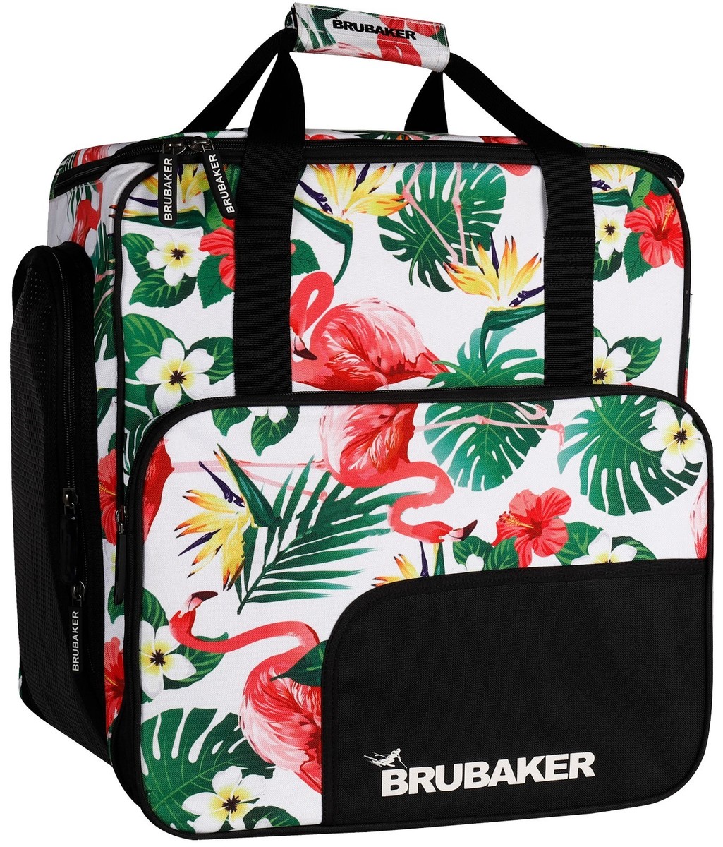Sac à Chaussures De Ski BRUBAKER Super Function – 44x41x24 Cm, Compartiment Chaussures Séparé, Polyester 600D Imperméable, Rose/blanc