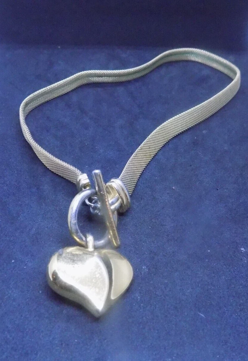 Givenchy Collana Vintage Tono Oro Maglia Toggle Cuore 17" (298)